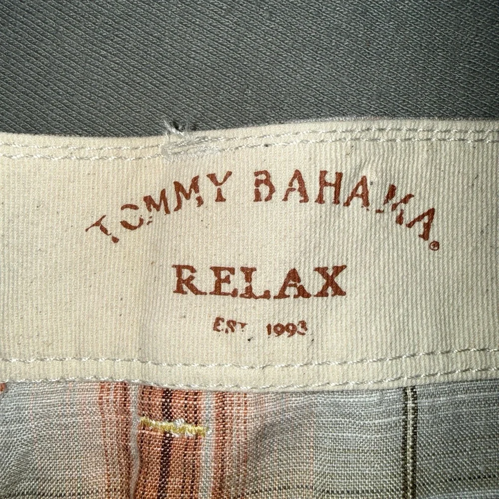 Men's Tommy Bahama Relax Casual Outdoor Linen Shorts Plaid Orange/Tan Size 40